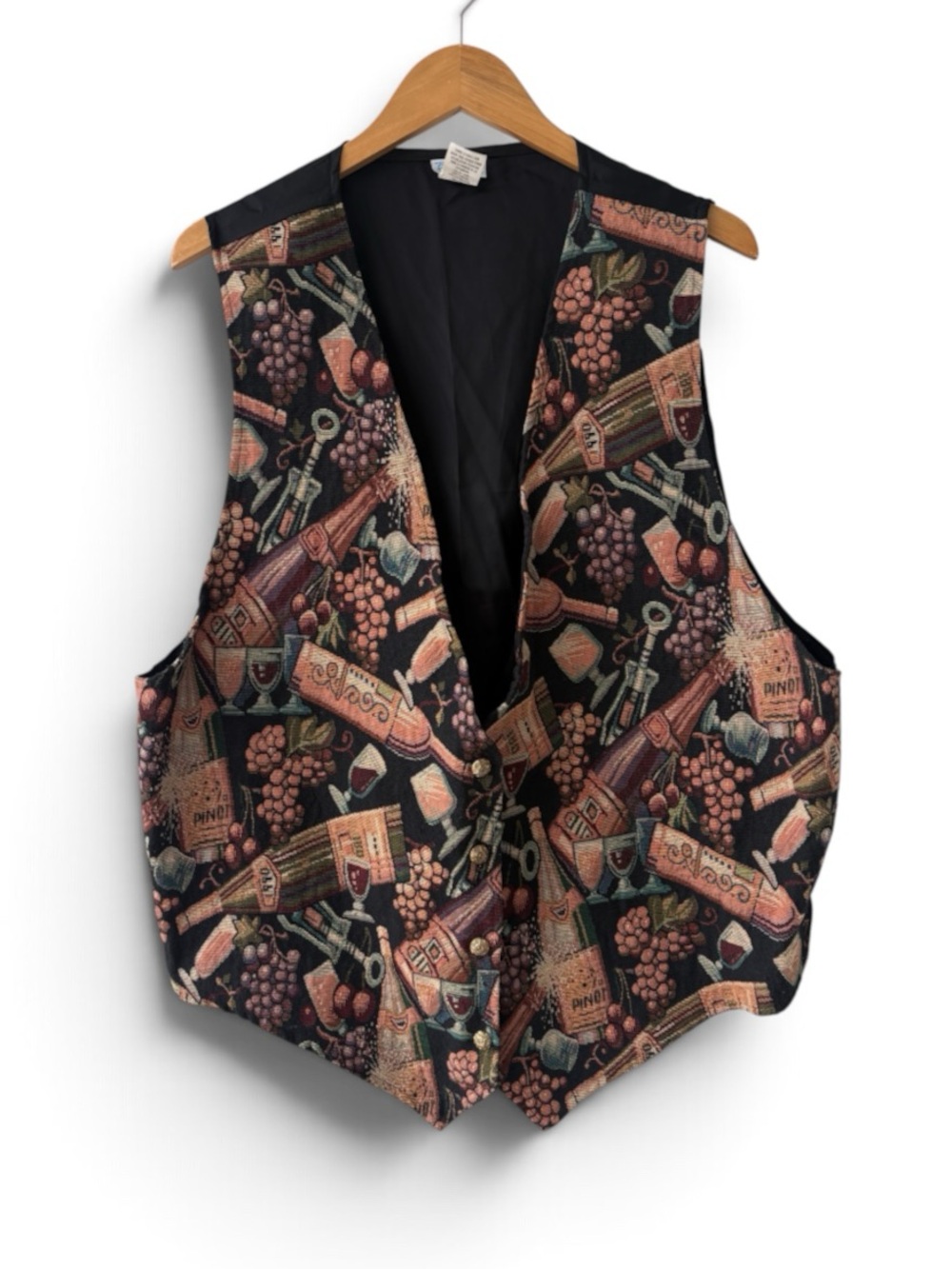 Backroads Blues 24W Wine Tapestry Vest Grapes Vineyard Made USA 90s
